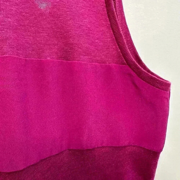 Sandro Women's XL Linen Silk Scoop Neck Tank Top Camisole Fuchsia Barbiecore - Picture 3 of 10